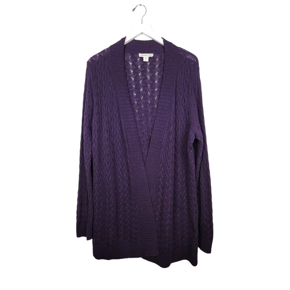 Coldwater Creek Sweaters - Coldwater Creek Purple Open Weave Knit Wool Blend Cardigan - Size 1X